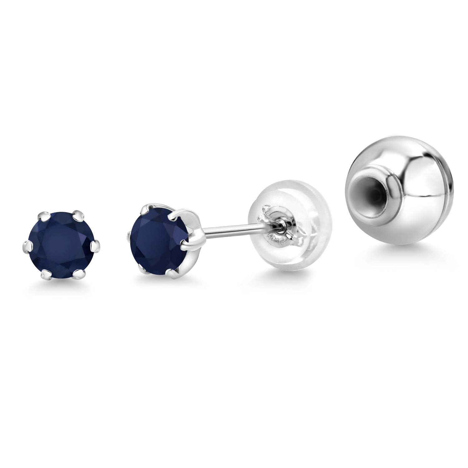 Gem Stone King 3MM Round Genuine Birthstone Stud Earrings for Women & Men - 6 Prong Platinum Setting - Perfect for Birthdays, Anniversaries & Gift Giving