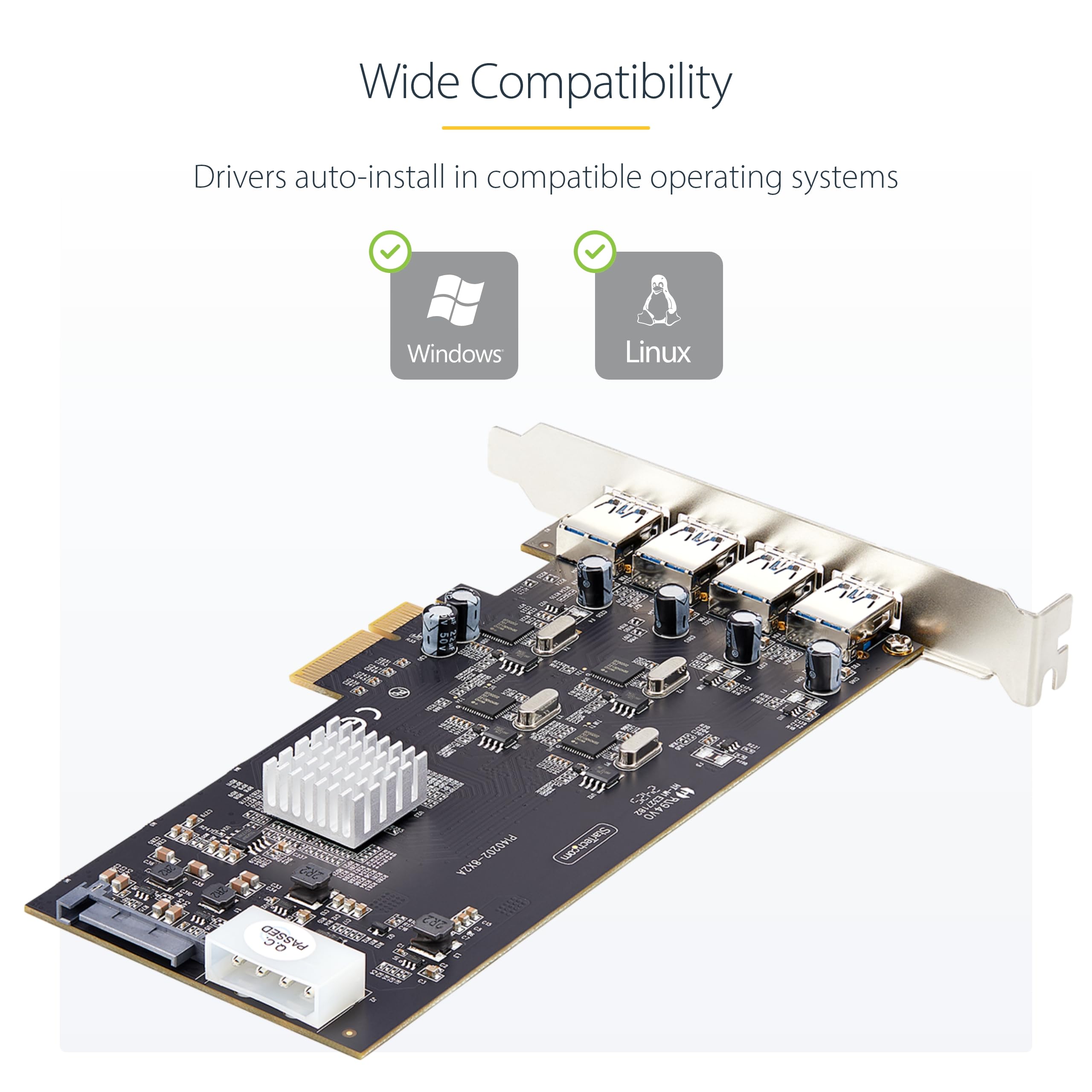 StarTech.com 4-Port USB 3.2 PCIe Expansion Card - 5Gbps SuperSpeed USB-A PCI Express Adapter with 4 Independent Controllers for Desktop PC, Workstation & Gaming Rig - Perfect for External Drives, Printers & Peripherals