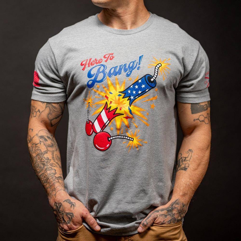 Here To Bang T-Shirt - Dark Heather Gray | Comfortable & Stylish Men's Graphic Tee for Casual Wear, Street Fashion & Everyday Outfits