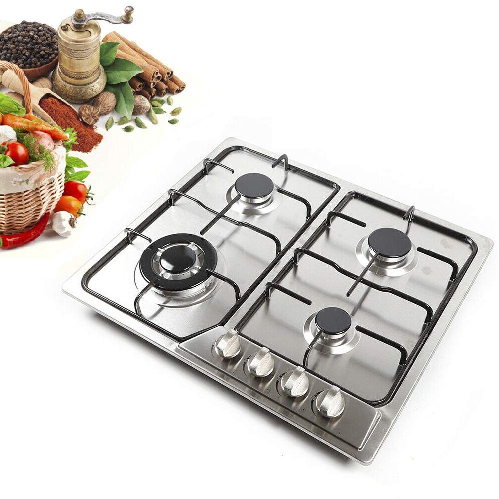 4 Burner Built-in Gas Cooktop Stainless Steel Natural Gas Stove with Electric Battery Ignition - Perfect for Modern Kitchens, Home Cooking & Professional Chefs