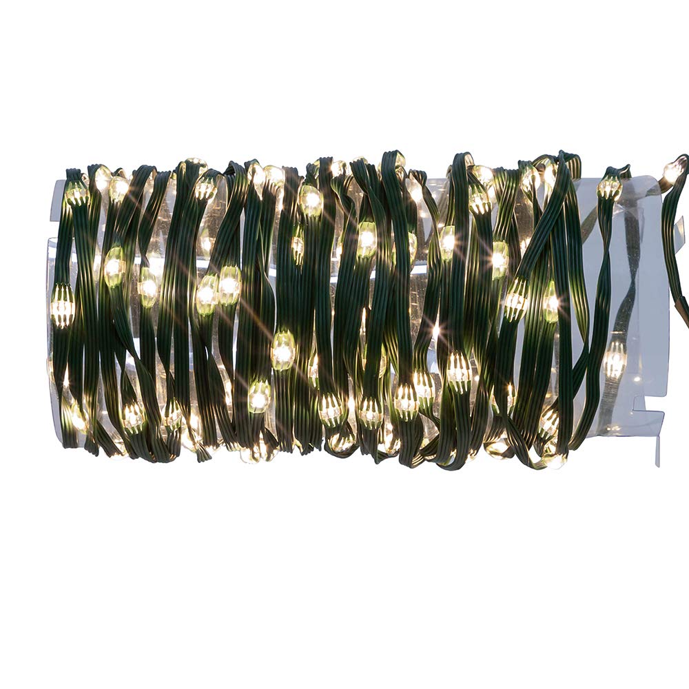 Kurt S. Adler 100-Light Warm White LED Green Wire Connectable PVC Christmas String Lights - Perfect for Holiday Decor, Tree Trimming & Party Lighting