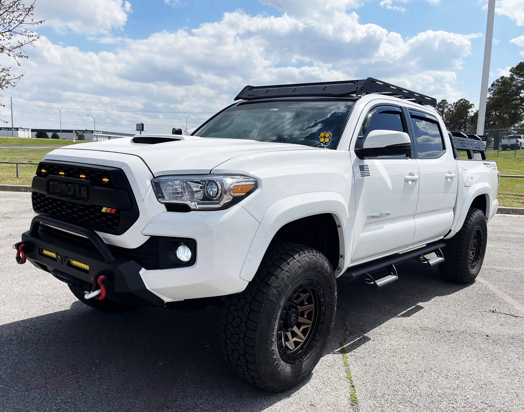 2500K Yellow Round LED A-Pillar Pod Light Kit with Bracket & Wiring Harness for 2016-2023 Toyota Tacoma - Off-Road Driving & Nighttime Visibility Enhancement