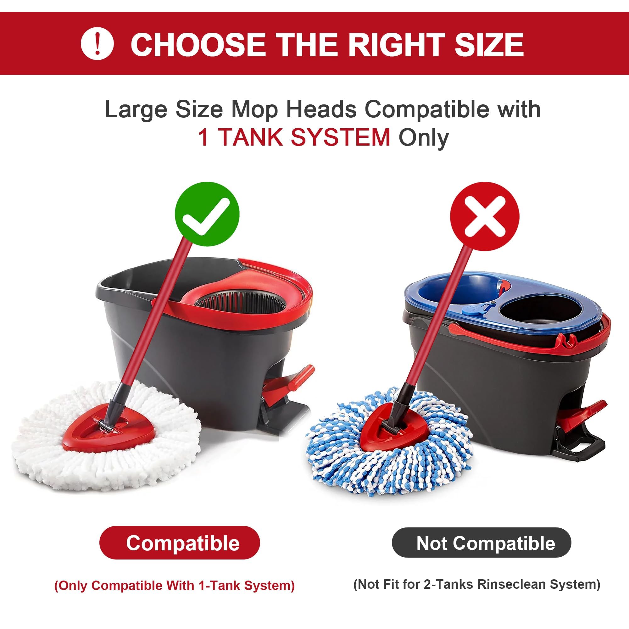 Replacement Mop Heads for O-Cedar Easy Wring Spin Mop - 4 Pack Microfiber Spin Mop Refills - Easy Cleaning Mop Head Replacement (White) - Perfect for Hardwood Floors, Tile & Kitchen Cleaning