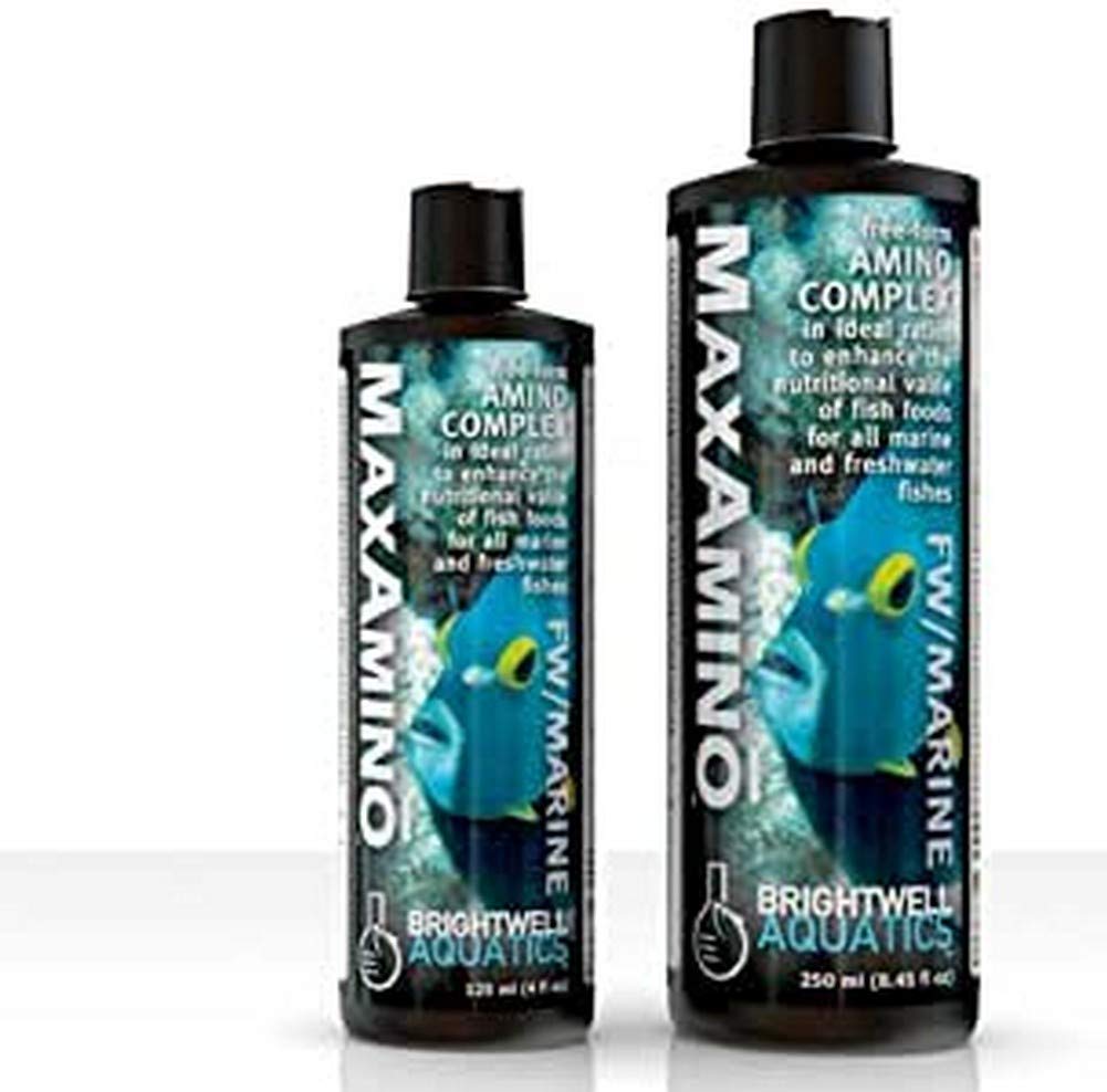 Brightwell Aquatics Maxamino Amino Acids Complex - 250mL / 8.5oz for Marine & Freshwater Aquariums - Essential Fish Nutrition & Coral Growth Supplement