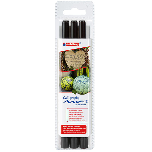edding 1255 Calligraphy Pen Set of 3 - Premium Calligraphy Markers for Hand Lettering, Art Projects & DIY Crafts - Perfect for Bullet Journals, Wedding Invitations & Scrapbooking