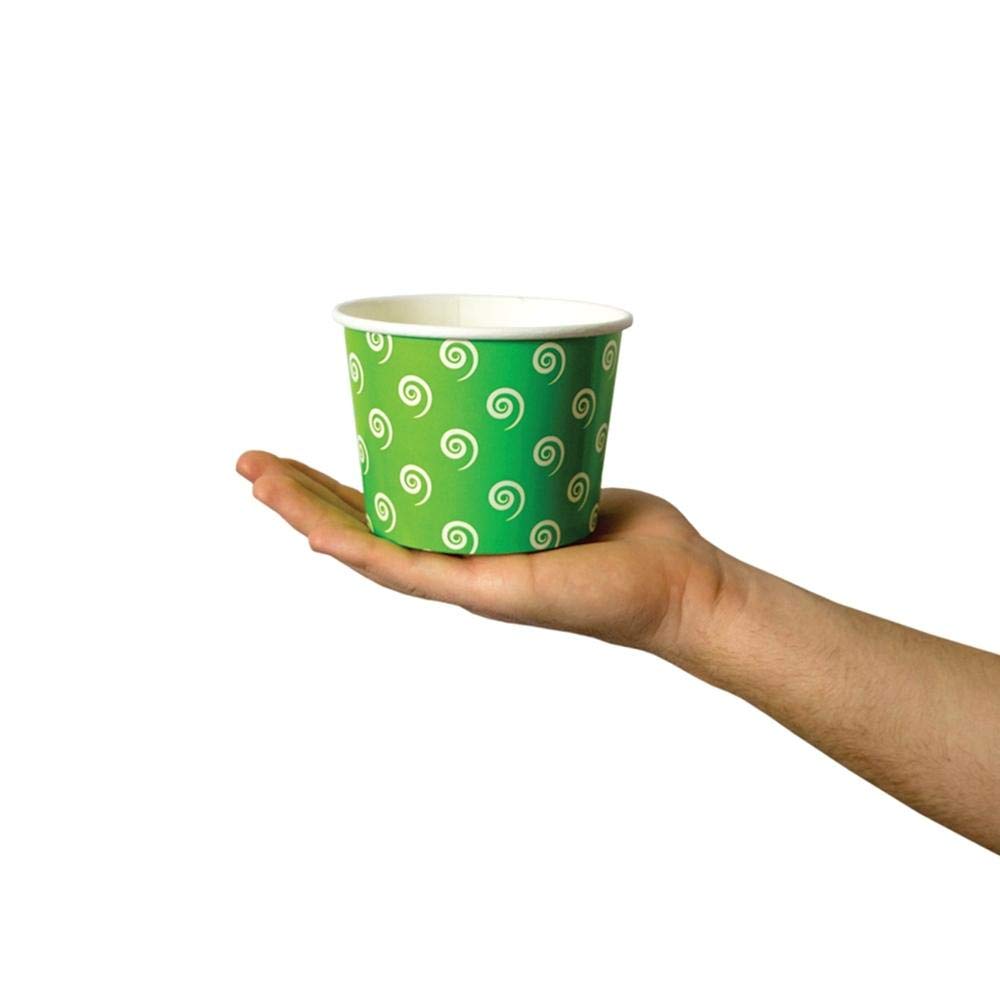 UNIQ 1000-Count 12 oz Disposable Paper Ice Cream Bowls - Eco-Friendly Green Swirl Design for Hot & Cold Desserts | Perfect for Ice Cream Shops, Frozen Yogurt Bars, Party Supplies & Catering Events