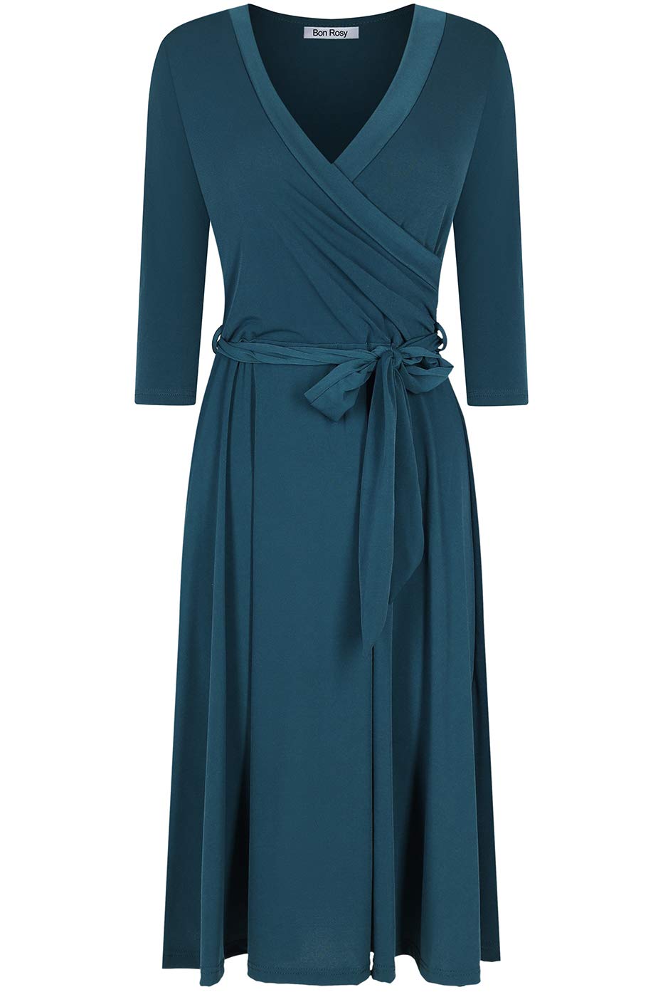 Women's 3/4 Sleeve V-Neck Midi Dress for Wedding, Bridal Shower, Party - Knee Length Casual Summer Spring Dress for Women - Perfect for Garden Parties, Beach Weddings & Cocktail Events