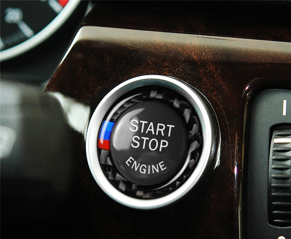 Carbon Fiber Engine Push Start Button Ring for BMW E90 E92 325i 328i 330i 335i (2006-2012) - Premium Interior Upgrade for Enhanced Driving Experience