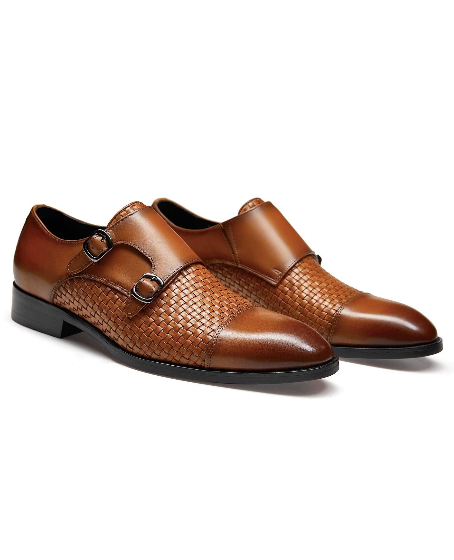 FRASOICUS Men's Genuine Leather Monk Strap Dress Shoes - Slip-On Formal Shoes for Business, Wedding & Office Wear - Comfortable & Stylish Men's Dress Footwear
