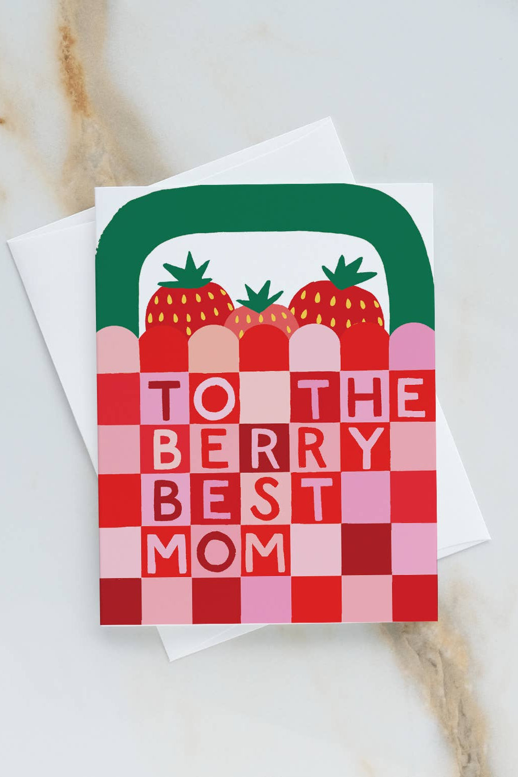 Elegant Strawberry Basket Mother's Day Card - Handmade Floral Greeting Card for Mom, Grandma - Perfect for Birthday, Anniversary & Thank You Gifts