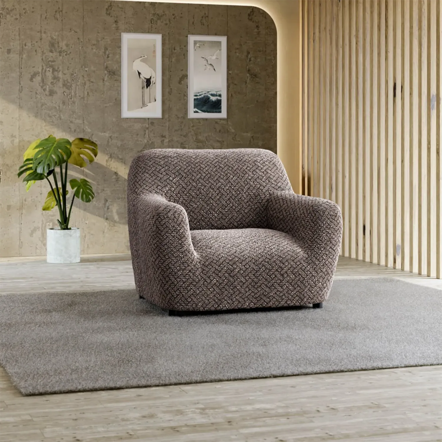 Microfiber Printed Armchair Slipcover - Stretchable Furniture Protector for Living Room, Bedroom & Office - Easy Washable Sofa Cover for Home Decor