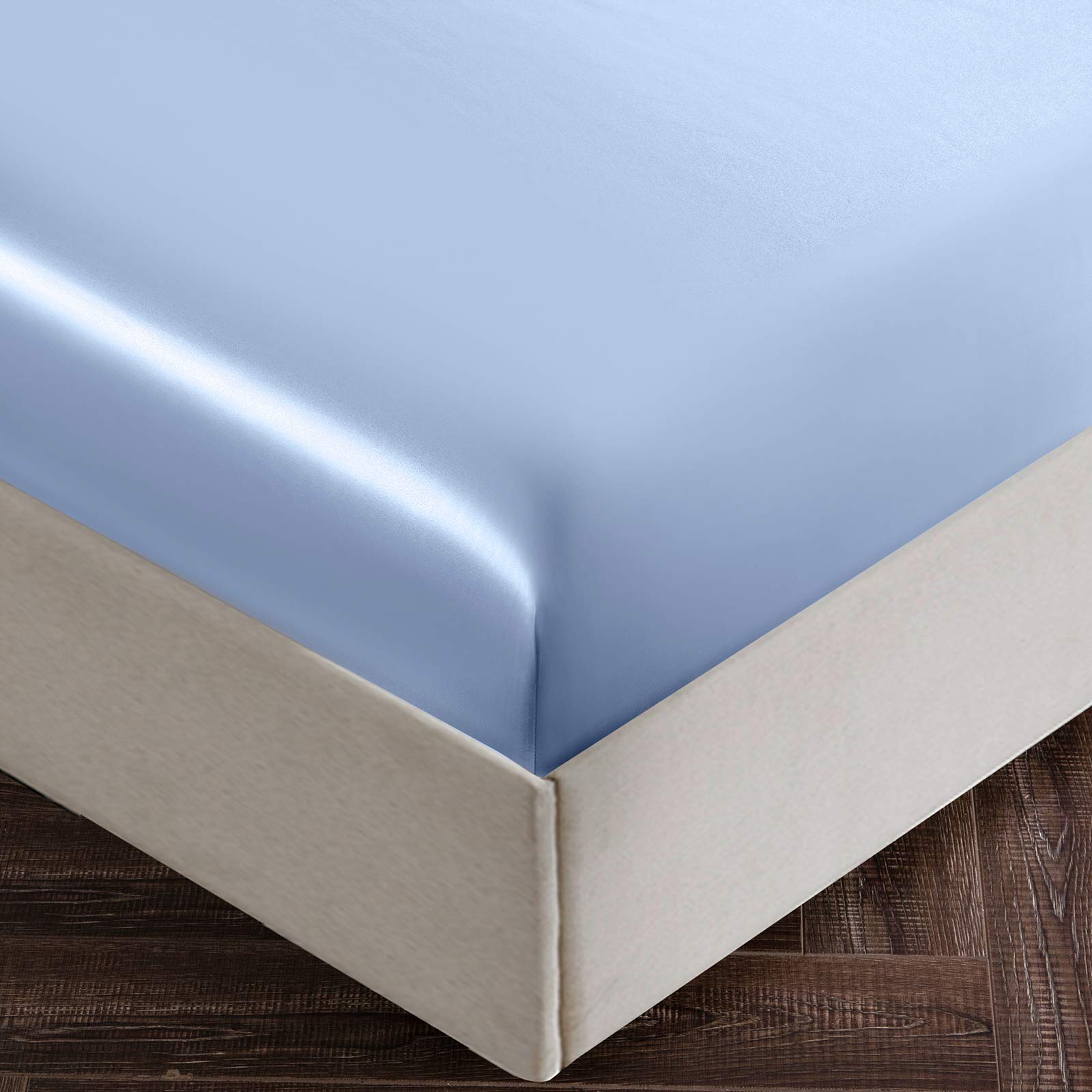 SiinvdaBZX 4-Piece King Size Satin Sheet Set - Ultra Soft Silky Baby Blue Bed Sheets with 18