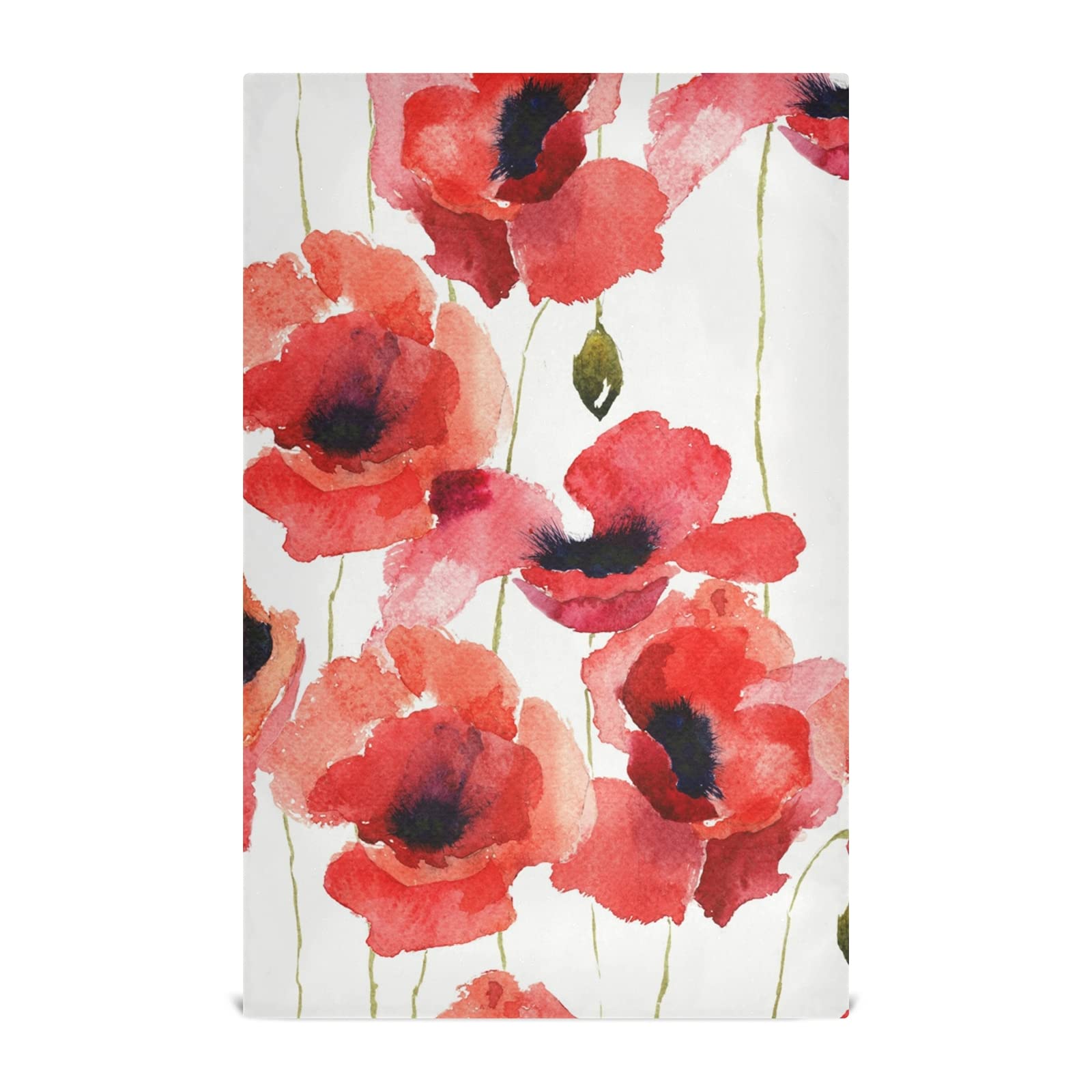 **Poppy Flowers Kitchen Towels Set of 1 - Reusable Decorative Dish Towels & Cloths (18x28 Inches) - Perfect for Kitchen Decor, Drying Dishes & Hand Washing - AR129**