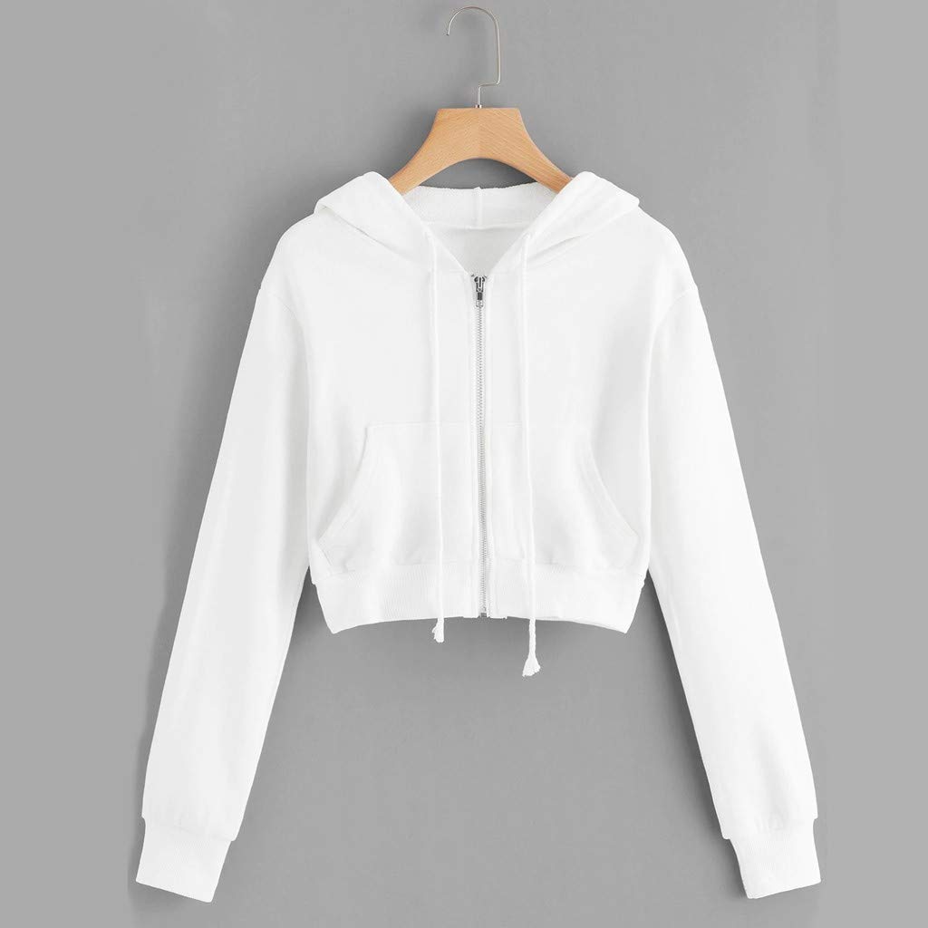Women's Cropped Zip-Up Hoodie with Drawstring - 2023 Casual Fall & Winter Fashion Sweatshirt | Perfect for Layering, Gym Wear, and Street Style Outfits