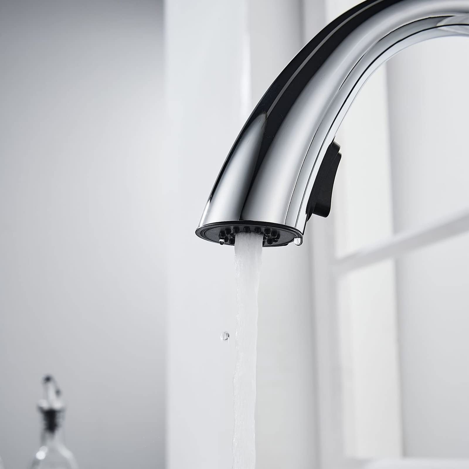 High Arc Pull Down Kitchen Faucet with Sprayer - Dual Function Brass Commercial Sink Faucet - Chrome Single Handle Single Hole Design - Perfect for Modern Kitchens & Restaurant Use