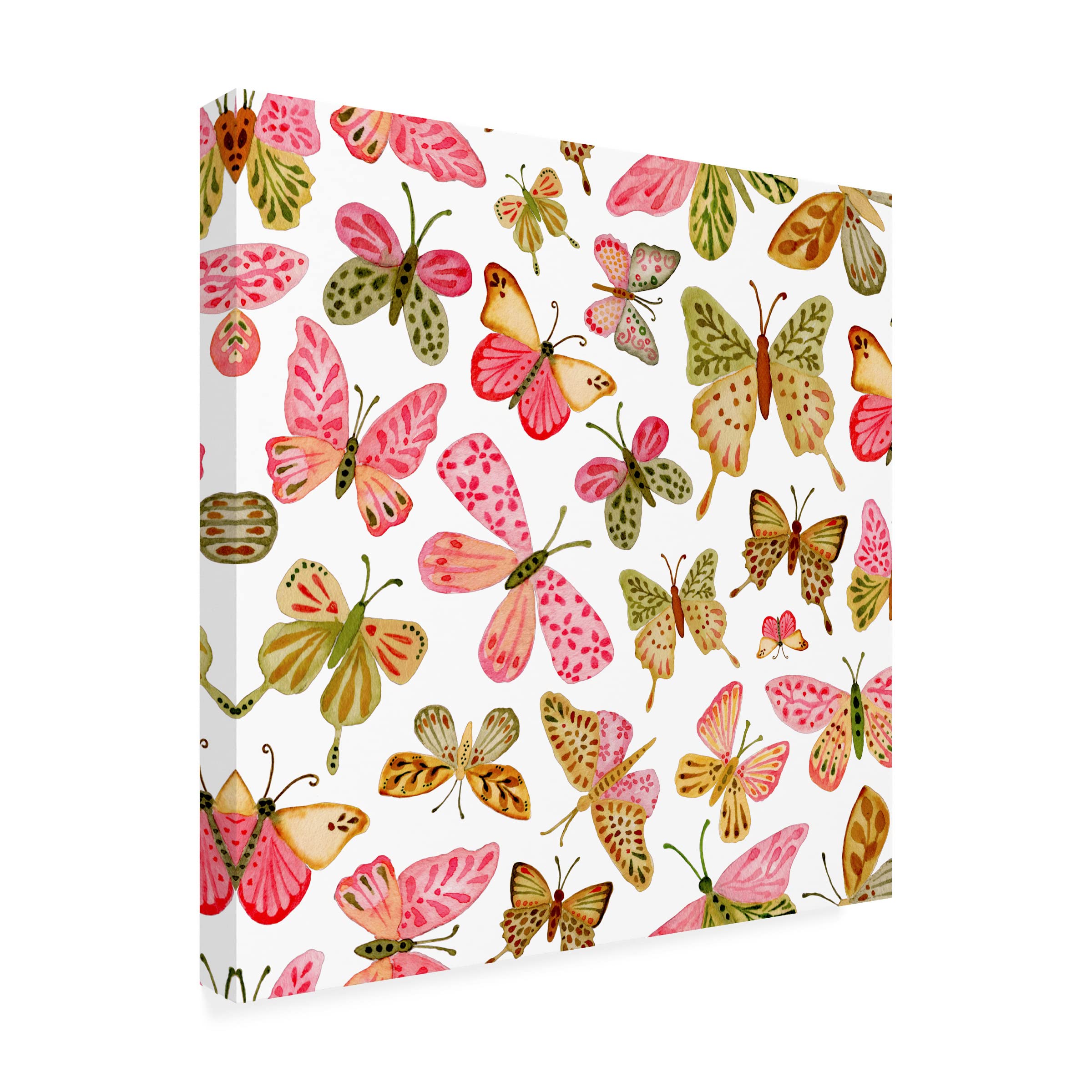 Bright Pink Butterflies Canvas Wall Art by Yachal Design - Modern Home Decor for Living Room, Bedroom & Office