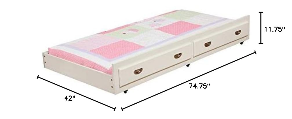 Furniture of America Delphine Transitional Solid Wood Trundle Bed in White - Perfect for Guest Rooms, Kids' Rooms & Small Spaces