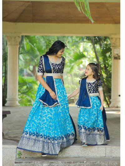 Kids Wedding Sky Blue Lehenga Choli Set - Traditional Indian Bridal Dress for Girls - UK Next Day Delivery - Perfect for Weddings, Festivals & Special Occasions