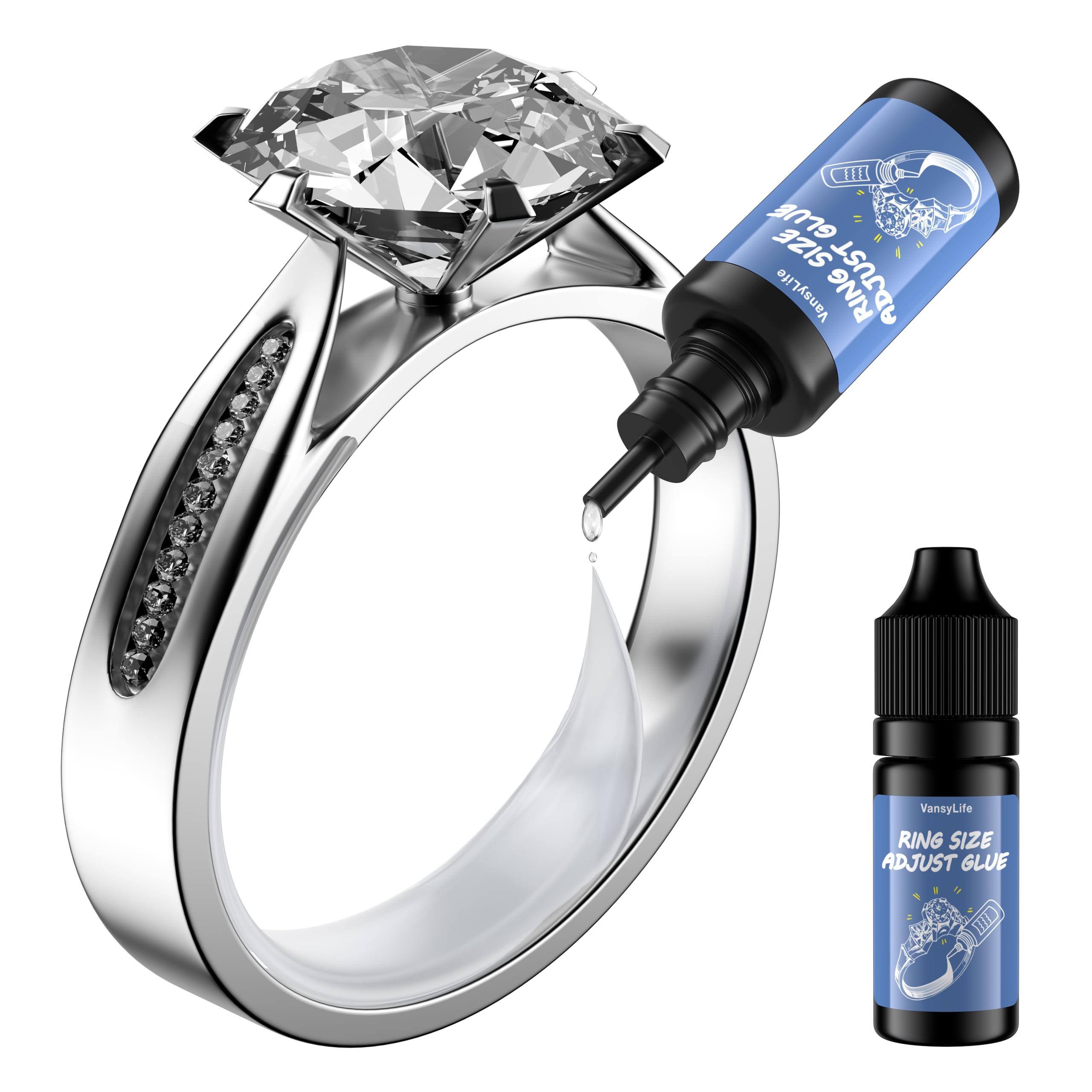 Invisible Ring Size Adjuster for Loose Rings - UV Light Ring Adjuster Glue for Women & Men | Easy Application & Removal | Perfect for Engagement Rings, Wedding Bands & Fashion Jewelry | Comfortable Fit Solution for Oversized Rings