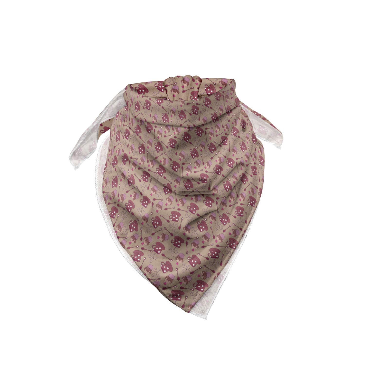Ambesonne Coffee Bandana - Tea Cups, Muffins & Spoons Print Unisex Head Scarf & Neck Tie for Men & Women | Perfect for Baristas, Coffee Lovers & Outdoor Activities