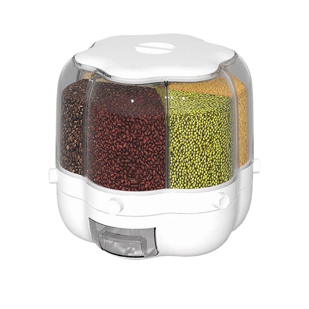 ACGrade Rotating Dry Food Dispenser - 30L Large Capacity Cereal & Grain Storage Container - Round Rice Bucket for Kitchen Pantry Organization - Perfect for Cereal, Rice, Pasta & Pet Food Storage