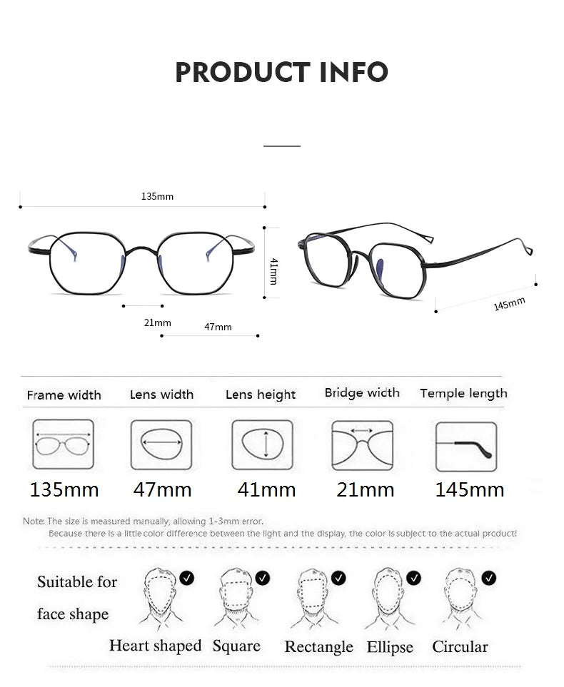 Aimee Women's Full Rim Flat Top Polygon Titanium Eyeglasses Frame 49917 - Lightweight & Durable Eyewear for Work, Reading & Fashion
