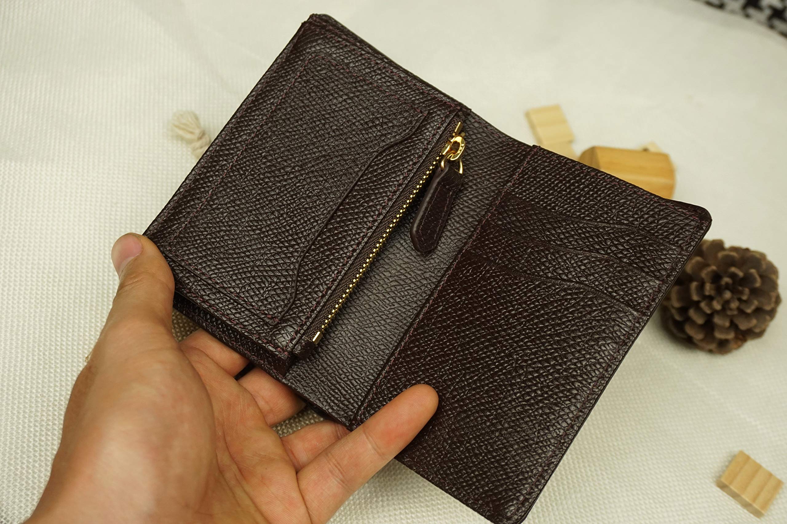 Premium Dark Brown Epsom Leather Wallet for Men - Genuine Full Grain Leather Bifold Wallet with RFID Protection | Slim Business & Travel Wallet | Perfect Gift for Dad, Husband & Graduates