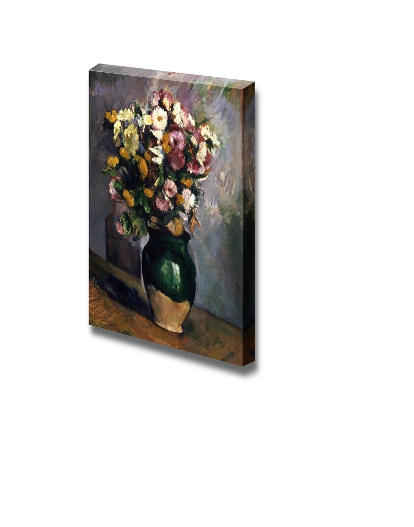 Paul Cezanne Still Life with Flowers in an Olive Jar Canvas Print Wall Art - 32x48 Inches - Modern Home Decor for Living Room, Bedroom & Office