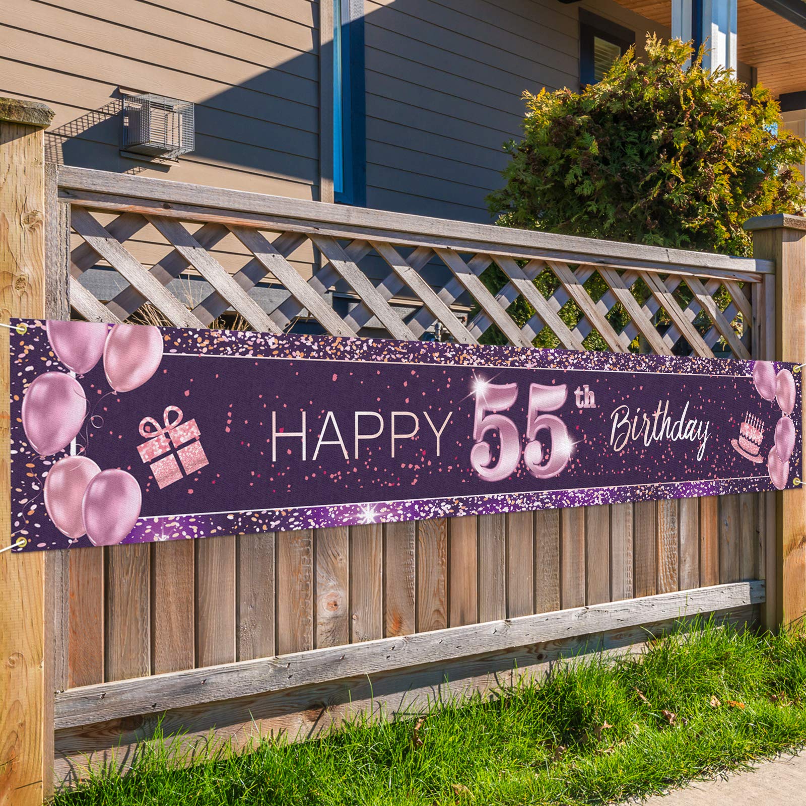 55th Birthday Backdrop Pink Photo Banner - Party Decor for Celebrations