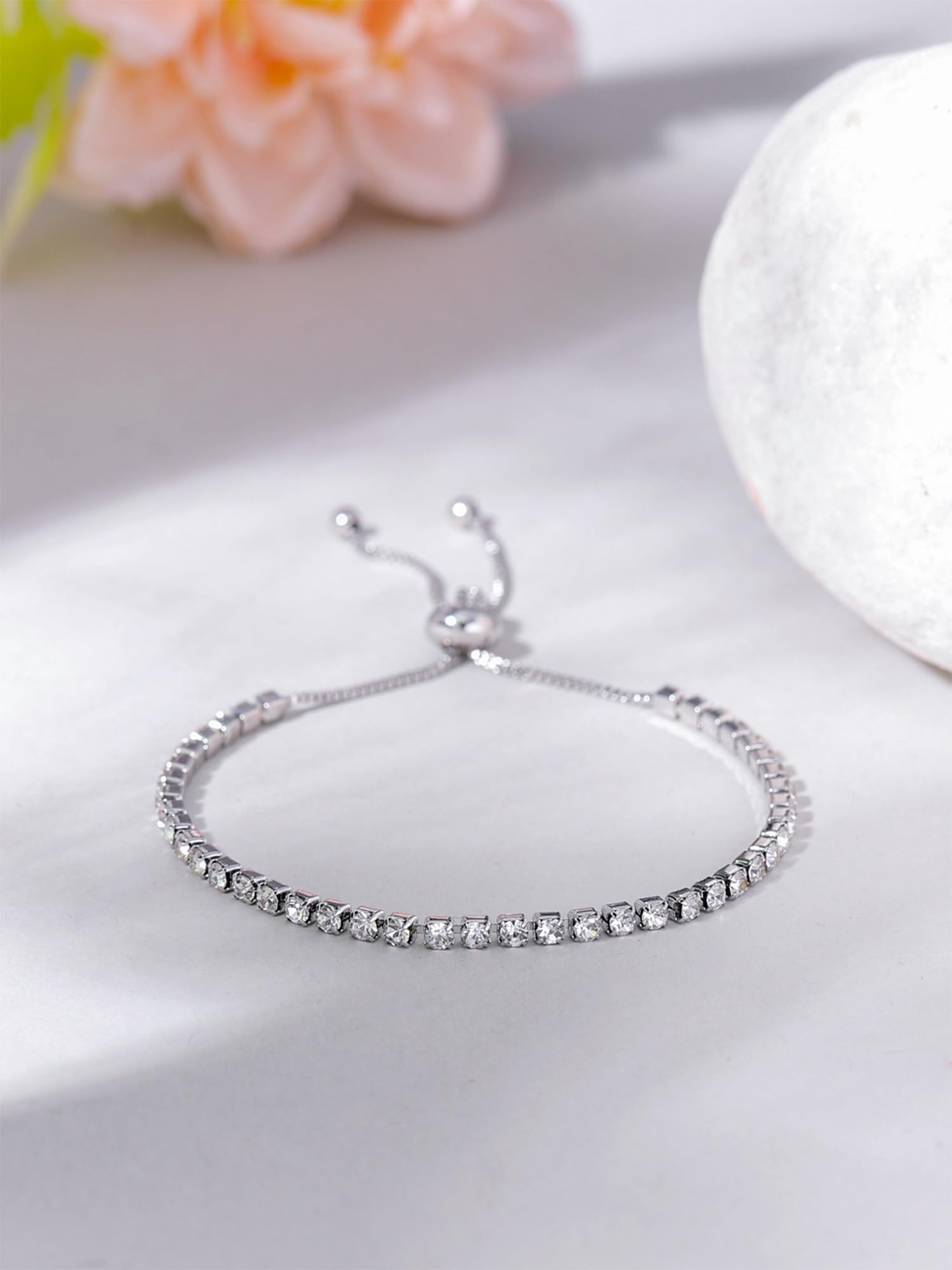 **Elegant Yellow Crystal Chime Bracelet for Women & Girls - Adjustable Tennis Chain Bracelet | Birthday, Anniversary, Valentine's Day Gift for Wife, Girlfriend, Daughter | Perfect for Parties, Weddings & Everyday Wear**