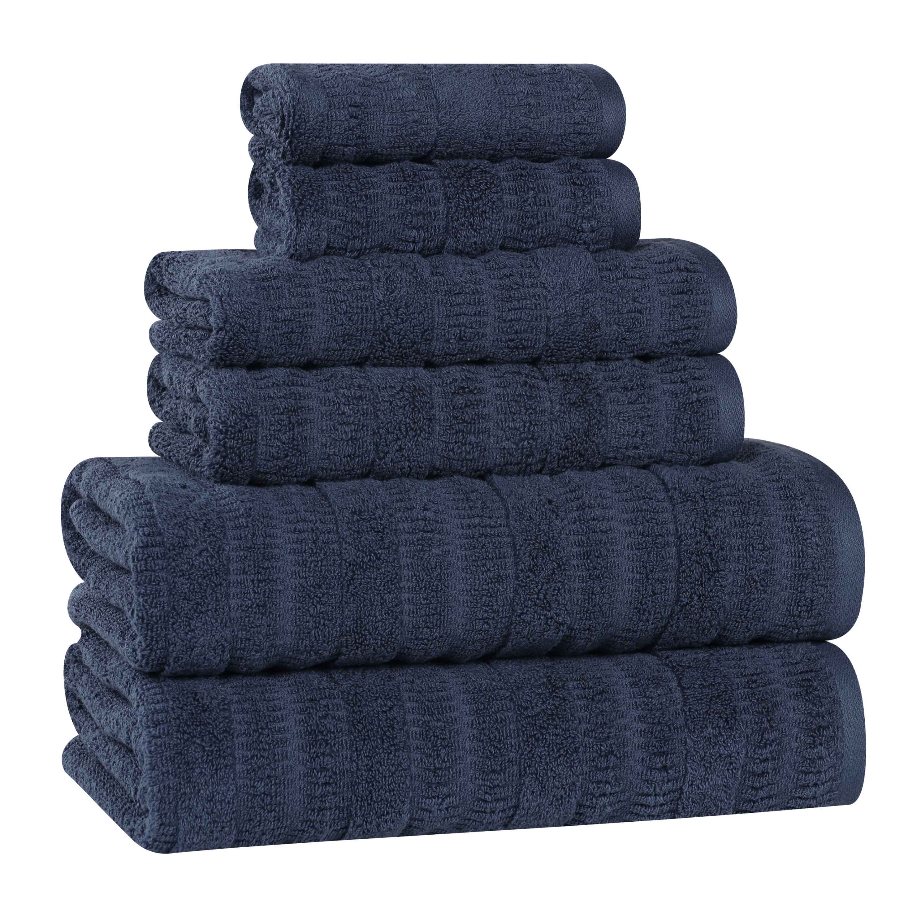 Premium 6-Piece Cotton Towel Set - Soft, Absorbent & Quick-Drying Bath Towels for Spa, Gym & Luxury Home Use - Mika Smart Twist Vertical Ribbed Design