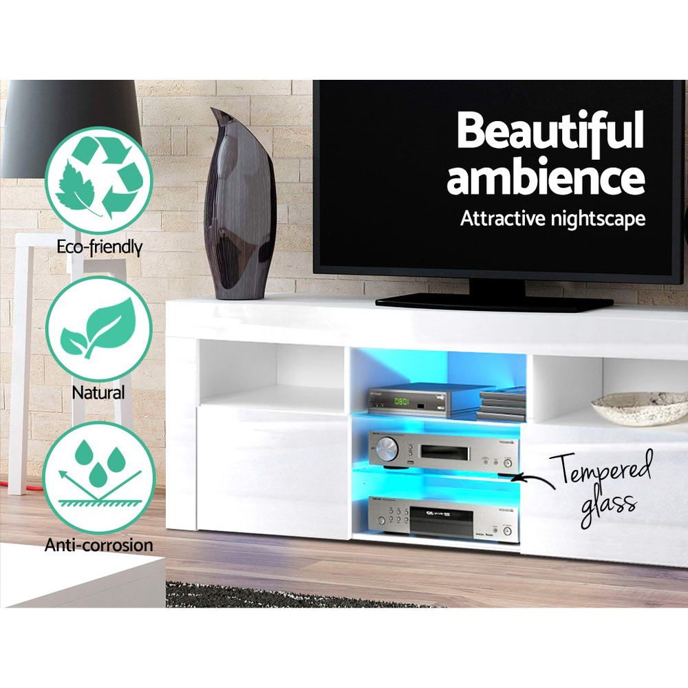 Artiss 160cm White Bobi Entertainment TV Stand with LED Lighting - Perfect for Living Room, Bedroom & Home Theater Setup