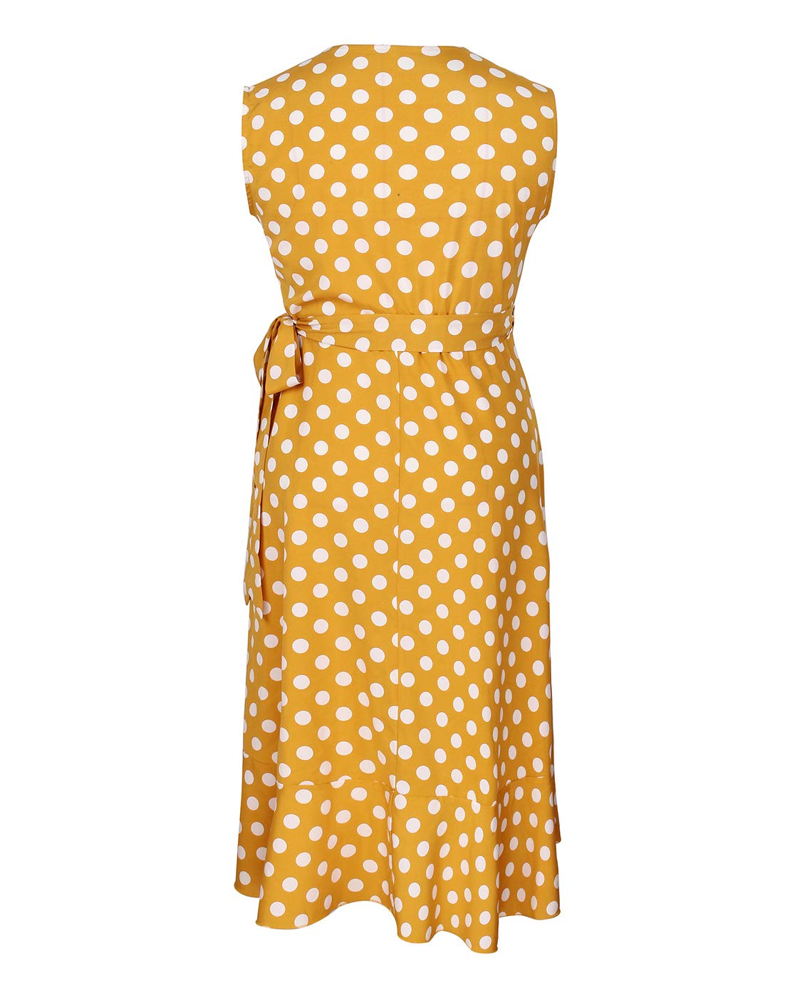 Plus Size Women's Summer Dress - Sleeveless Polka Dot Bohemian Wrap Dress with Belted Empire Waist & Asymmetrical Hem | Perfect for Beach Vacations, Date Nights & Summer Parties