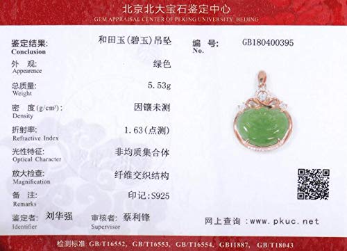 925 Sterling Silver Ruyi Jasper Pendant Necklace with Hotan Jade & Rose Gold Accent - Elegant Jewelry for Women, Gift for Her, Perfect for Weddings & Special Occasions