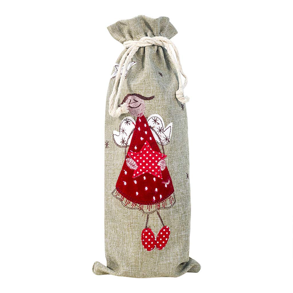 Premium Flannel Fabric Champagne Bottle Cover & Wine Glass Set - Christmas Home Decor, Holiday Party Accessories for Festive Celebrations and Gifts