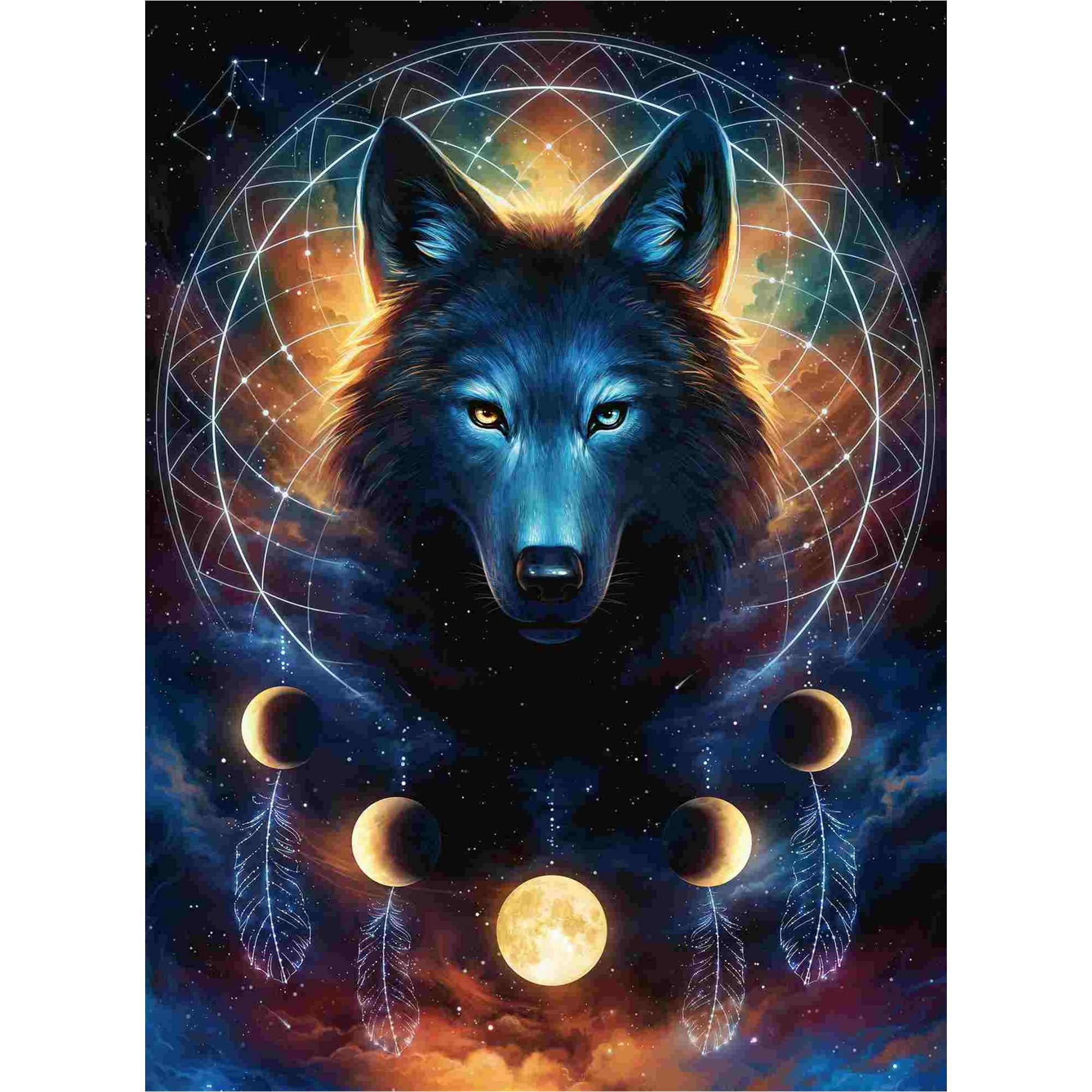 Lunar Wolf 500-Piece Adult Jigsaw Puzzle – Challenging Moon Wolf Puzzle for Relaxation & Home Decor