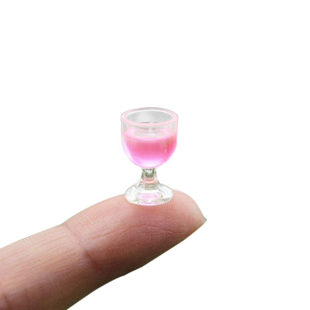 QSB Mini Wine Glass - 1:6 & 1:12 Scale Miniature Dollhouse Accessories, Tiny Food Model Decor for Doll House - Pink | Perfect for DIY Dollhouse Projects, Miniature Collections & Creative Home Decor
