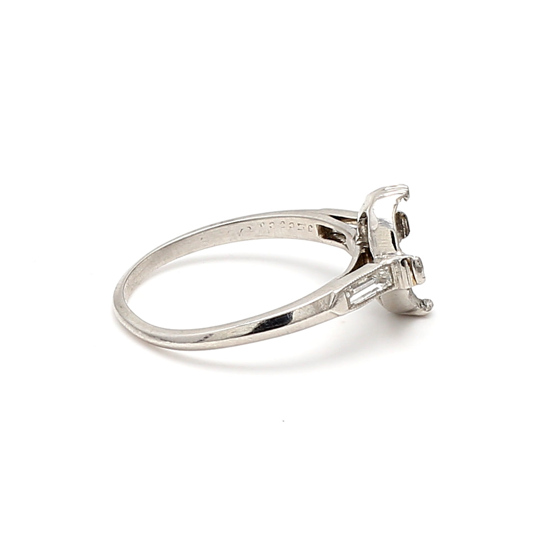 JE Caldwell 0.24 Carat Baguette Cut F Color VS1 Clarity Platinum Semi Mount Diamond Ring - Perfect for Engagement, Wedding Bands & Anniversary Gifts