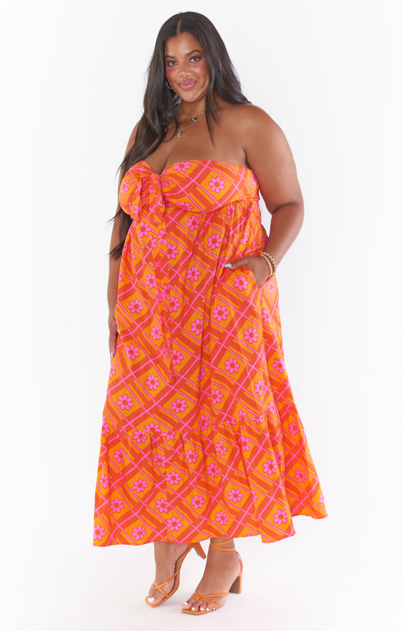 Stylish Midge Midi Dress with Malibu Daisy Print - Perfect for Beach Vacations & Summer Parties
