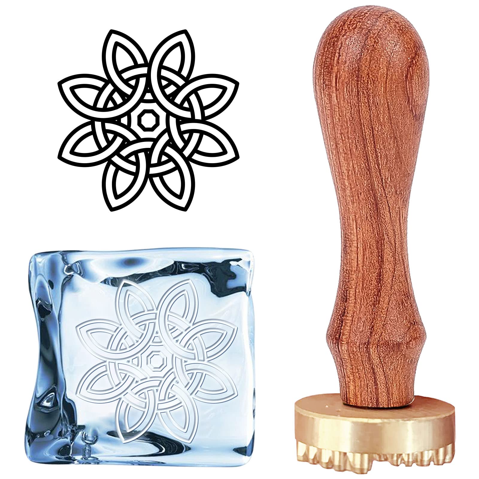 CRASPIRE Celtic Knot Ice Cube Stamp - Removable Brass Head & Wood Handle - 1.2
