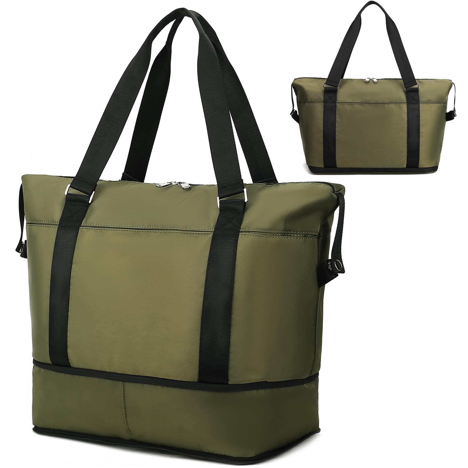 Waterproof Travel Duffle Bag for Women & Men - Lightweight Weekender Carry On Tote, Sport Gym Bag with Spacious Compartments (Dark Green) | Perfect for Weekend Getaways, Gym Workouts & Airplane Travel