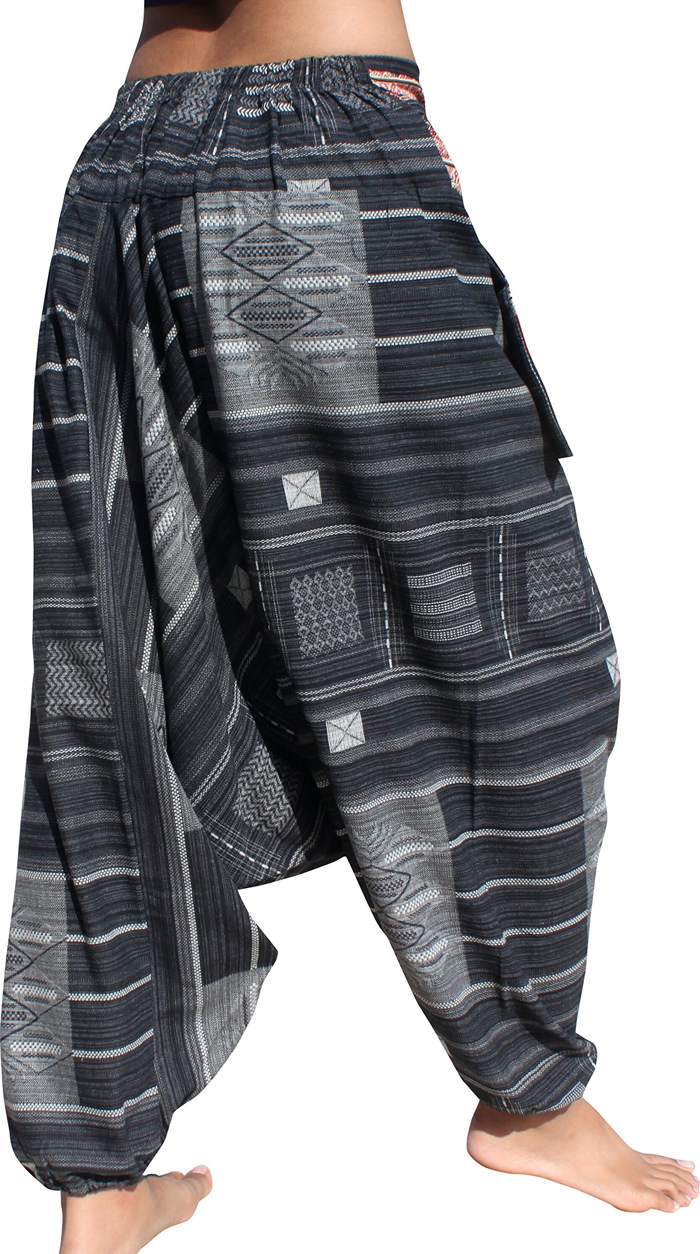 Premium Cotton Yoga Harem Pants for Women - Boho Hippie Loose Tribal Pants with Side Pockets | Comfortable Lounge, Meditation, Dance & Festival Wear