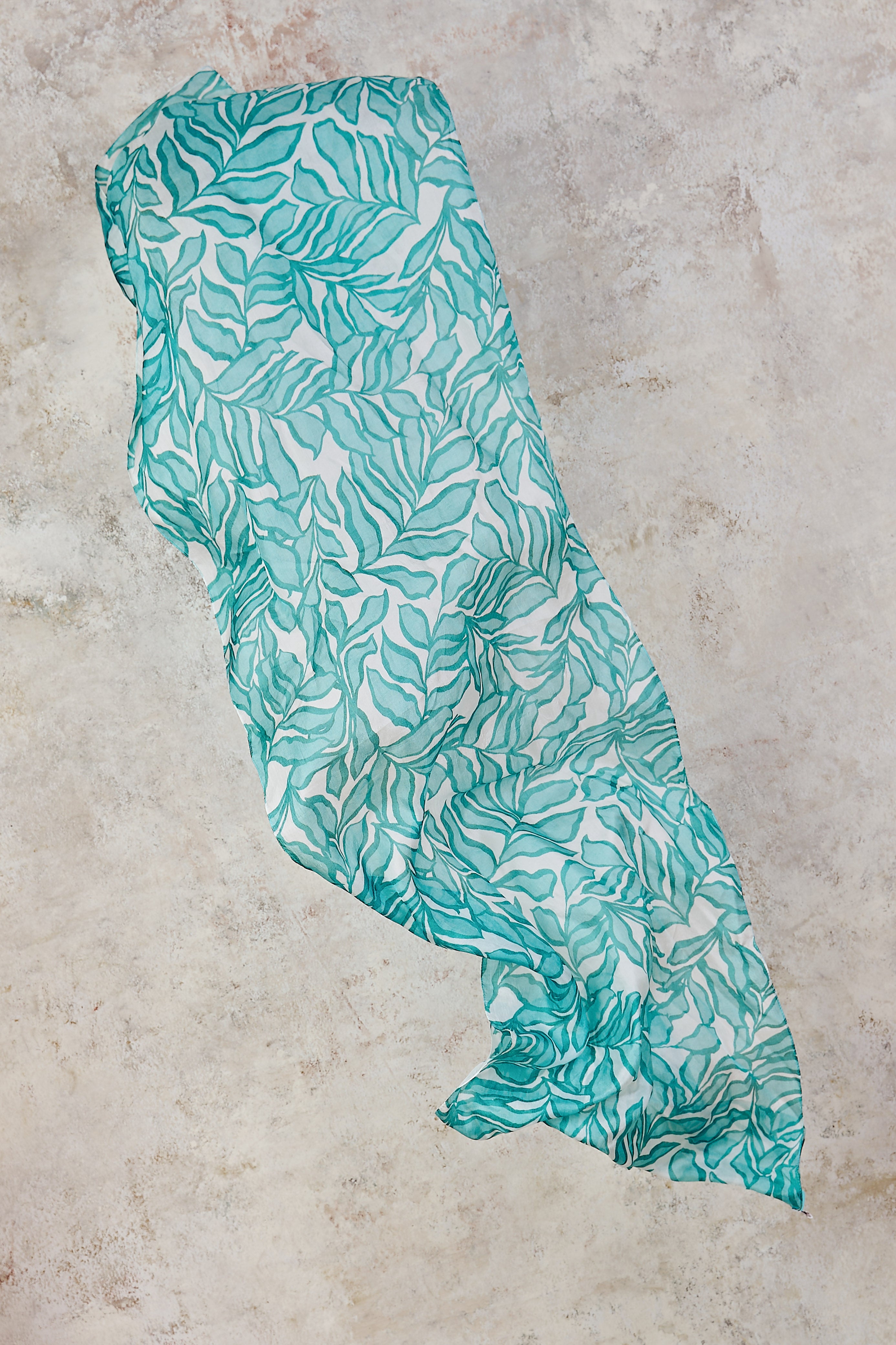 Elegant Two-Tone Foliage Print Silk Scarf - Lightweight & Soft Fashion Accessory for Women - Perfect for Office, Party, and Everyday Wear