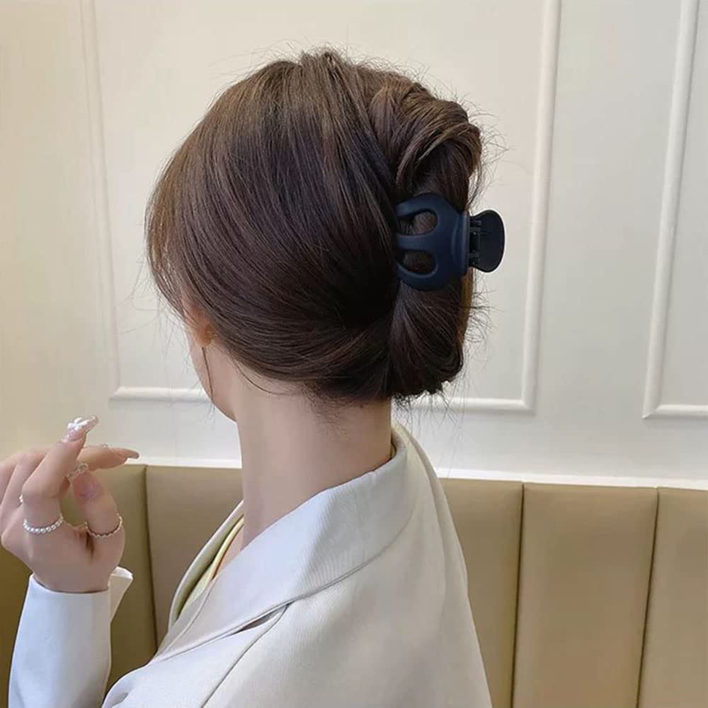 Strong Plastic Hair Claw Clips for Women - 6pcs Set (3.5cm) for Thick, Thin, Straight, Curly & Wavy Hair - Black & Brown Hair Accessories - Perfect for Ponytails, Buns & Everyday Styling