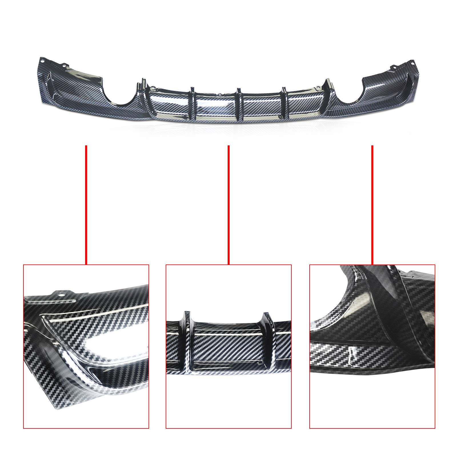 NINTE Rear Diffuser for 2012-2018 BMW 3 Series F30 | M Sport Style Carbon Fiber Lower Bumper Lip | Single Muffler & Dual Outlet Design | Enhances Aerodynamics & Sporty Look for Street & Track Performance