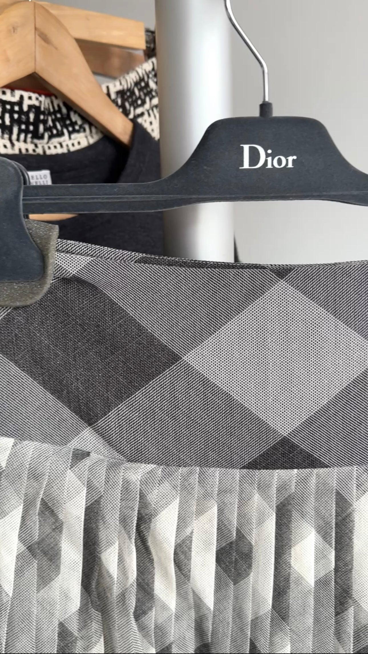 Christian Dior Grey Check Tulle Skirt - Elegant Women's Designer Skirt for Parties, Weddings & Special Occasions
