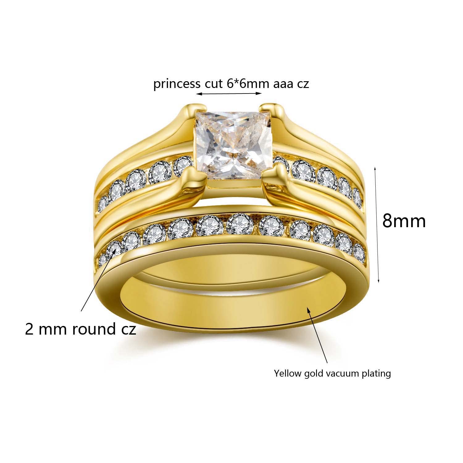 Gold Plated Matching Couple Rings - His and Her Wedding Band Set with AAA CZ Stones for Women | Romantic Anniversary Gift, Engagement Jewelry for Couples