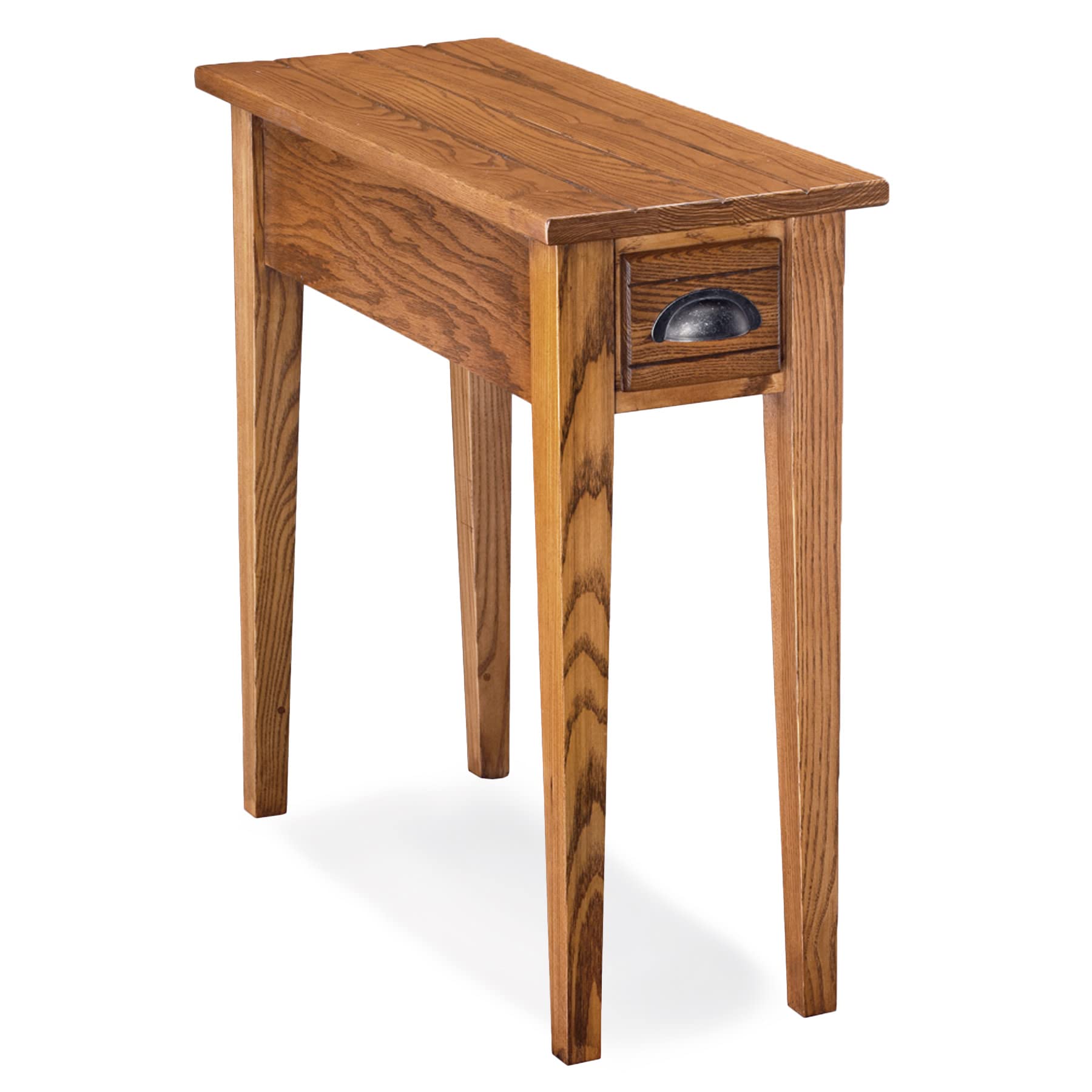 Leick Bin Pull Narrow Side End Table - Rustic Wooden Nightstand with Drawer for Bedroom, Living Room | Perfect for Holding Lamps, Books & Decor