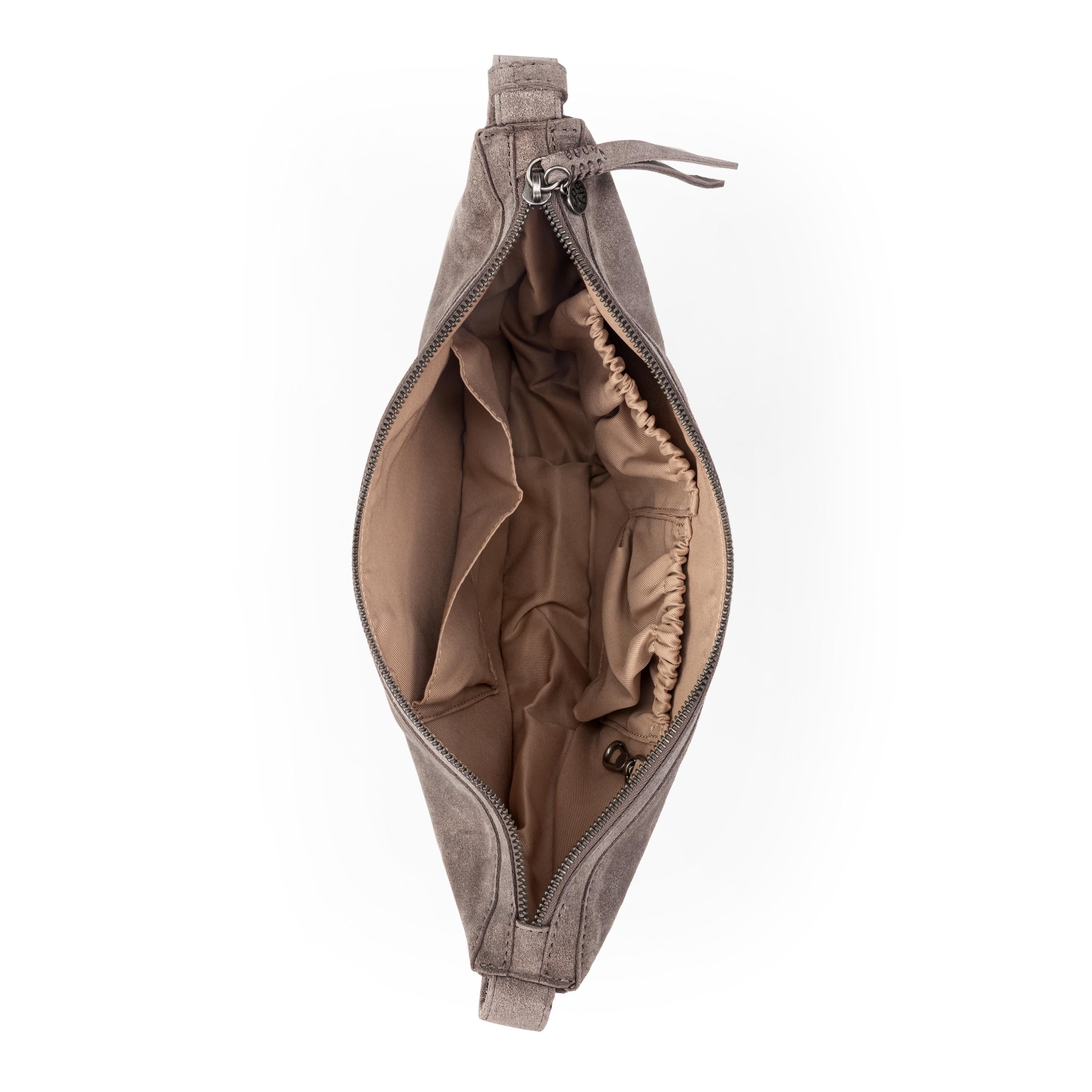 Premium Tess Large Leather Sling Bag in Mushroom Suede - Stylish Crossbody Purse for Women, Perfect for Work, Travel & Everyday Use