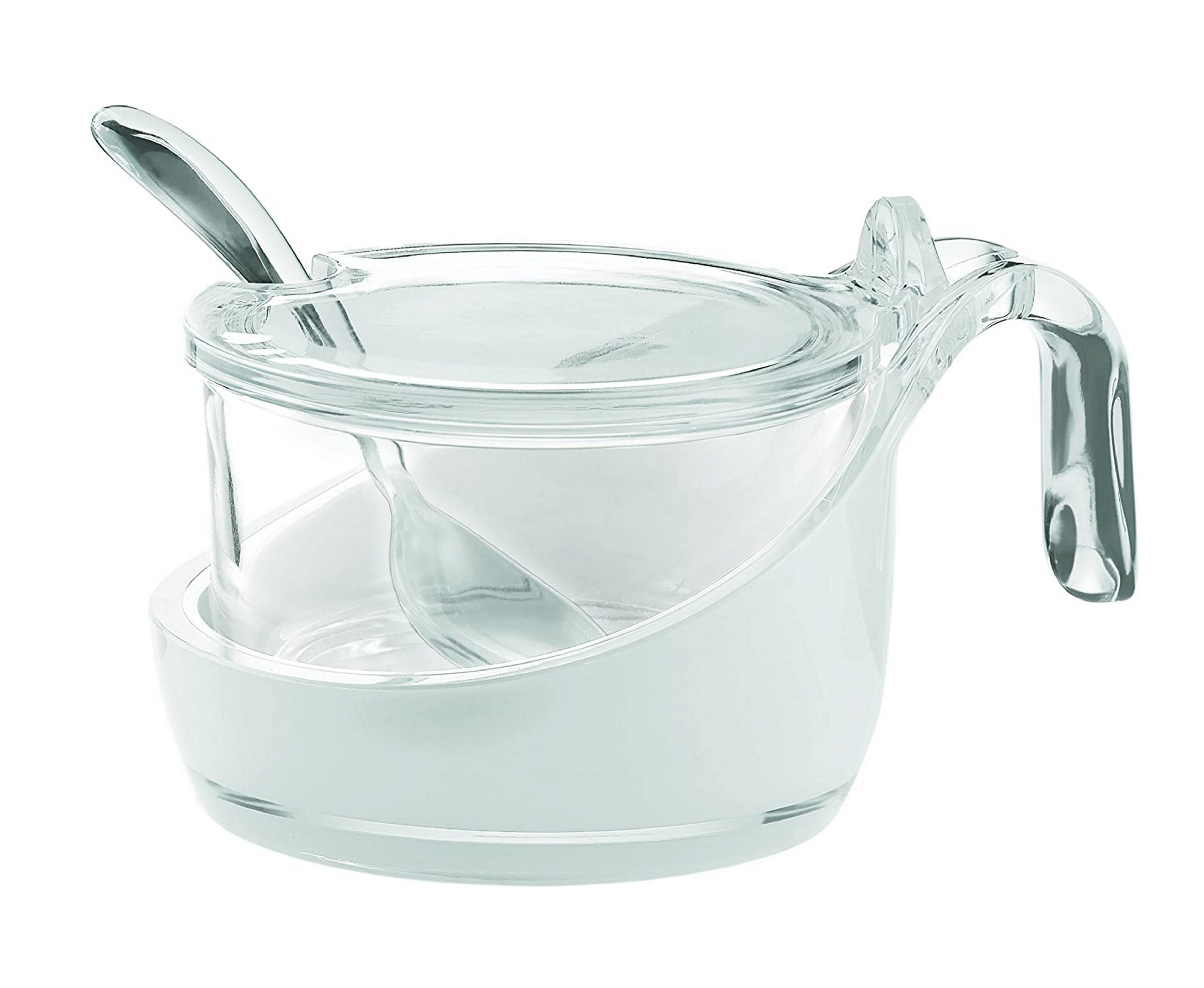 Vintage Parmesan Cheese Server & Sugar Bowl with Teaspoon - Transparent Guzzini Kitchenware for Pasta, Desserts & Coffee Serving - Elegant Tableware for Italian Dining & Tea Parties